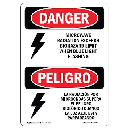 Signmission OSHA Sign, Microwave Radiation Blue Light Bilingual, 10in X 7in Rigid Plastic, 7" W, 10" H, Spanish OS-DS-P-710-VS-1676